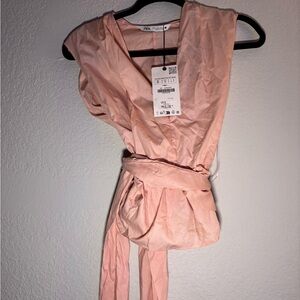 Zara Blush Pink V-Neck Dress